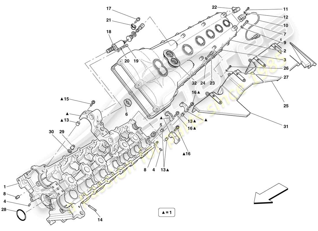 ferrari 599 sa aperta (rhd) left hand cylinder head parts diagram