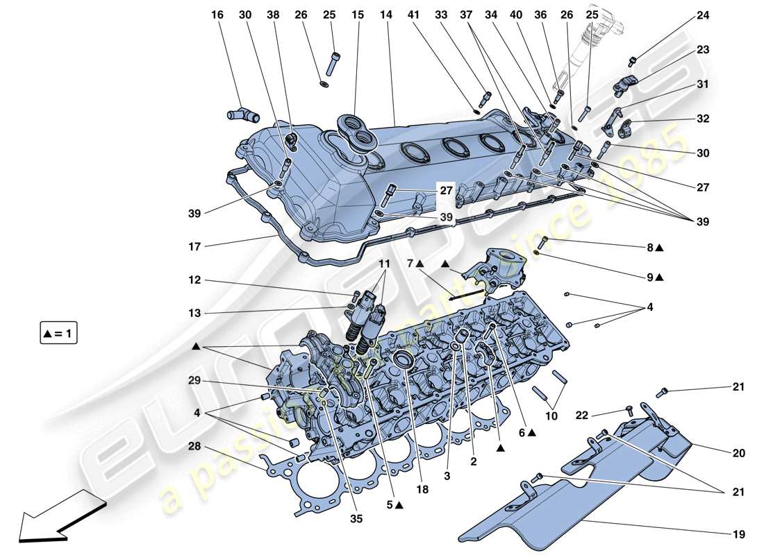 ferrari f12 tdf (rhd) left hand cylinder head parts diagram