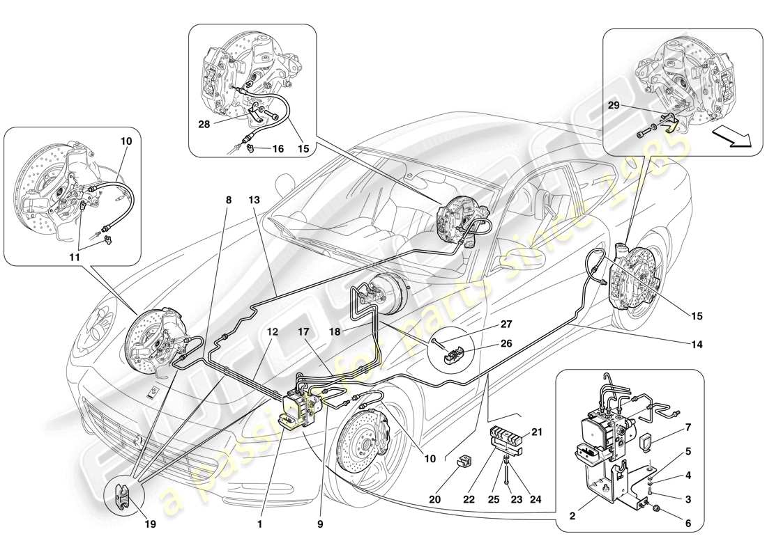 ferrari 612 sessanta (europe) brake system part diagram