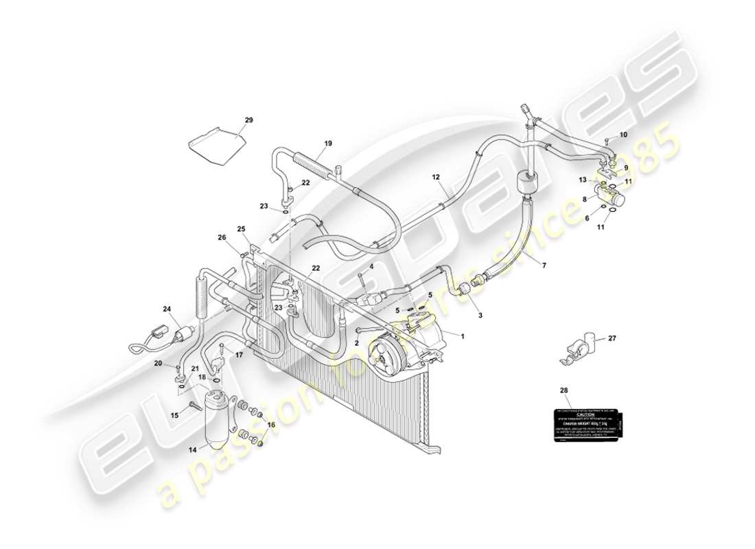 aston martin db7 vantage (2000) engine compartment installation part diagram