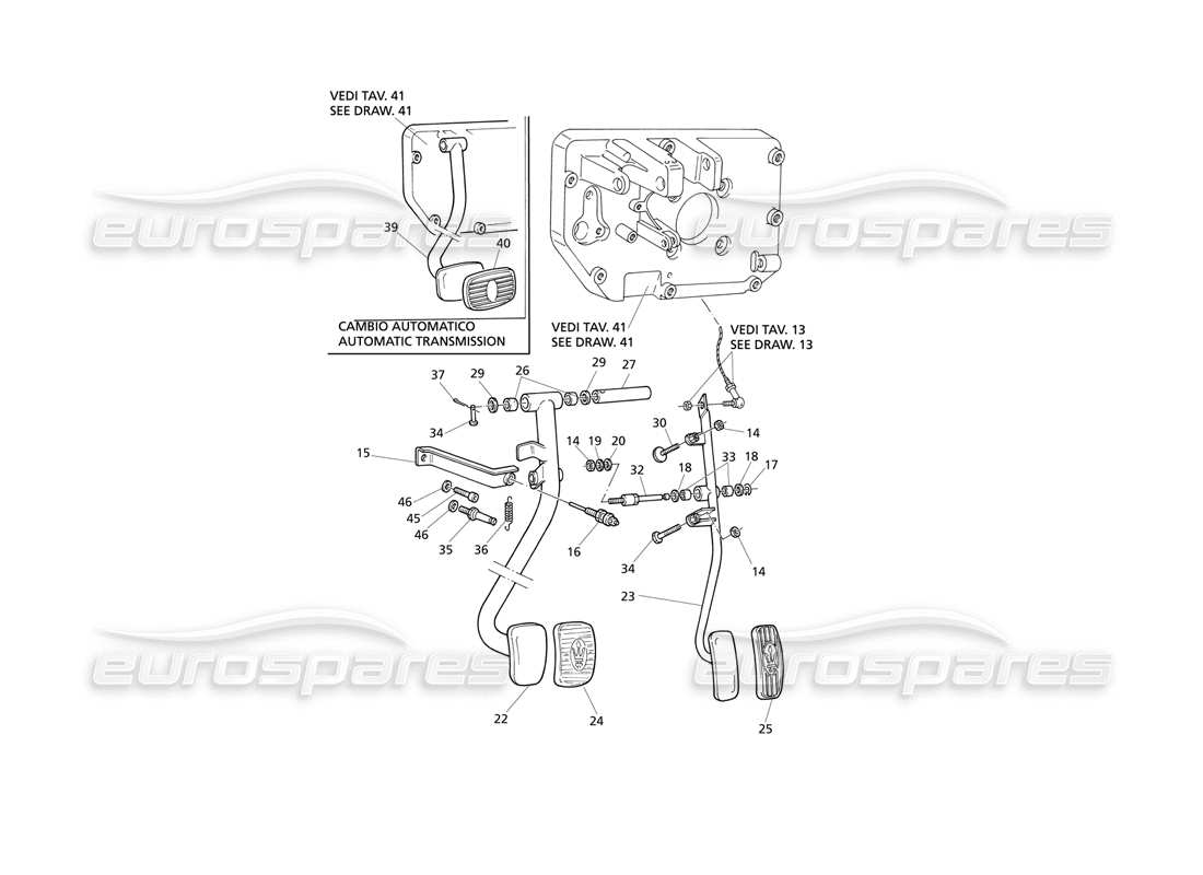 maserati qtp v6 evoluzione brake and accelerator pedals parts diagram