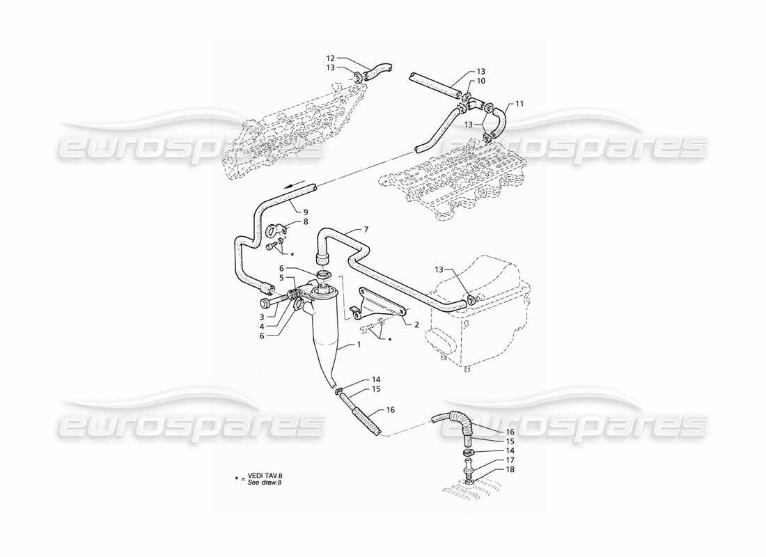 maserati qtp v6 (1996) oil vapour recovery part diagram