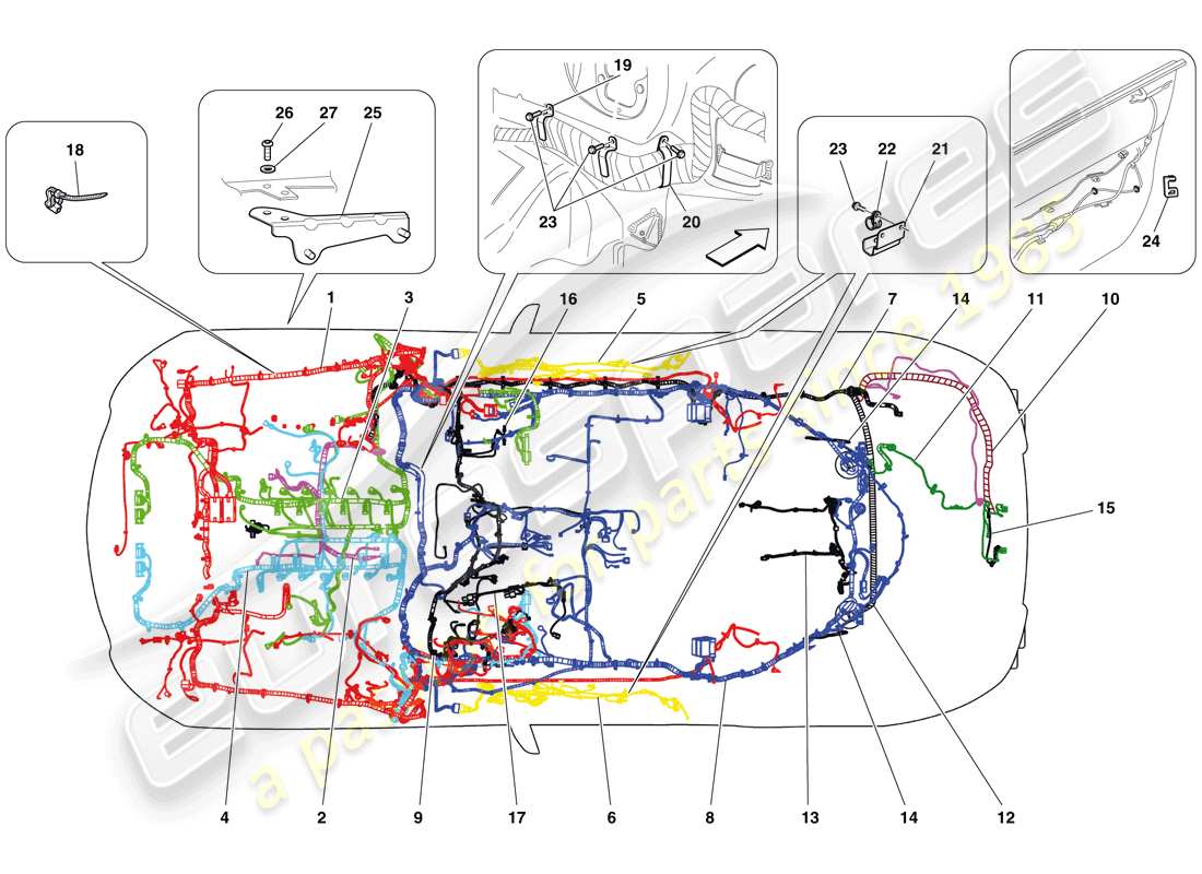 ferrari 599 gto (europe) electrical system parts diagram