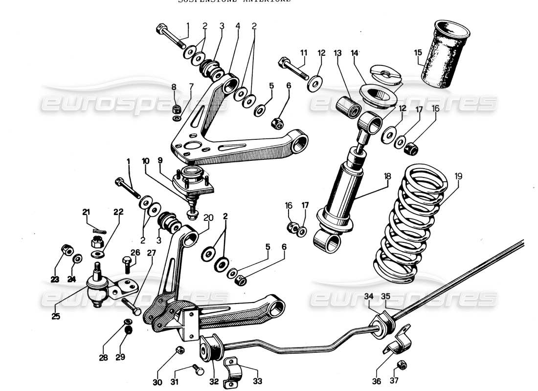 lamborghini espada front suspension (726 to 1000) part diagram