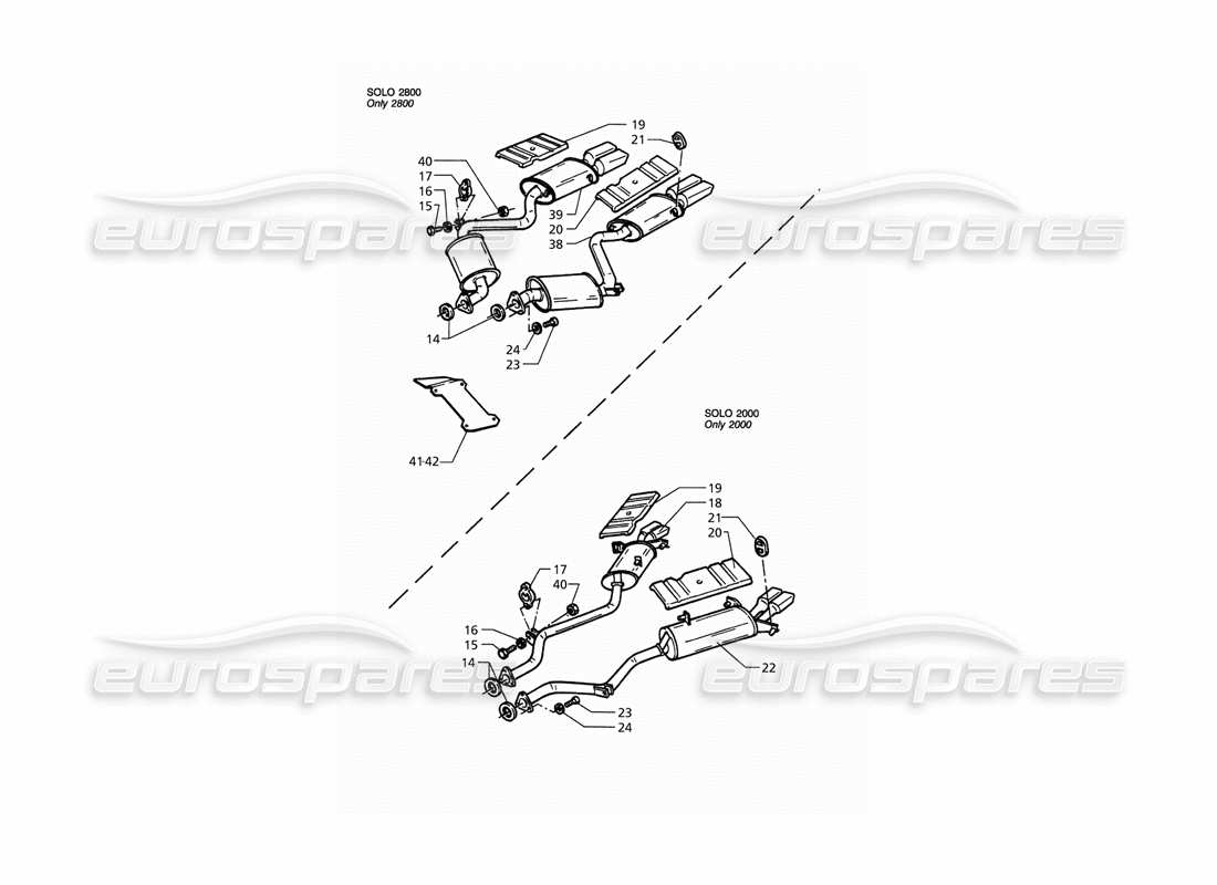 maserati qtp. 3.2 v8 (1999) rear exhaust system parts diagram