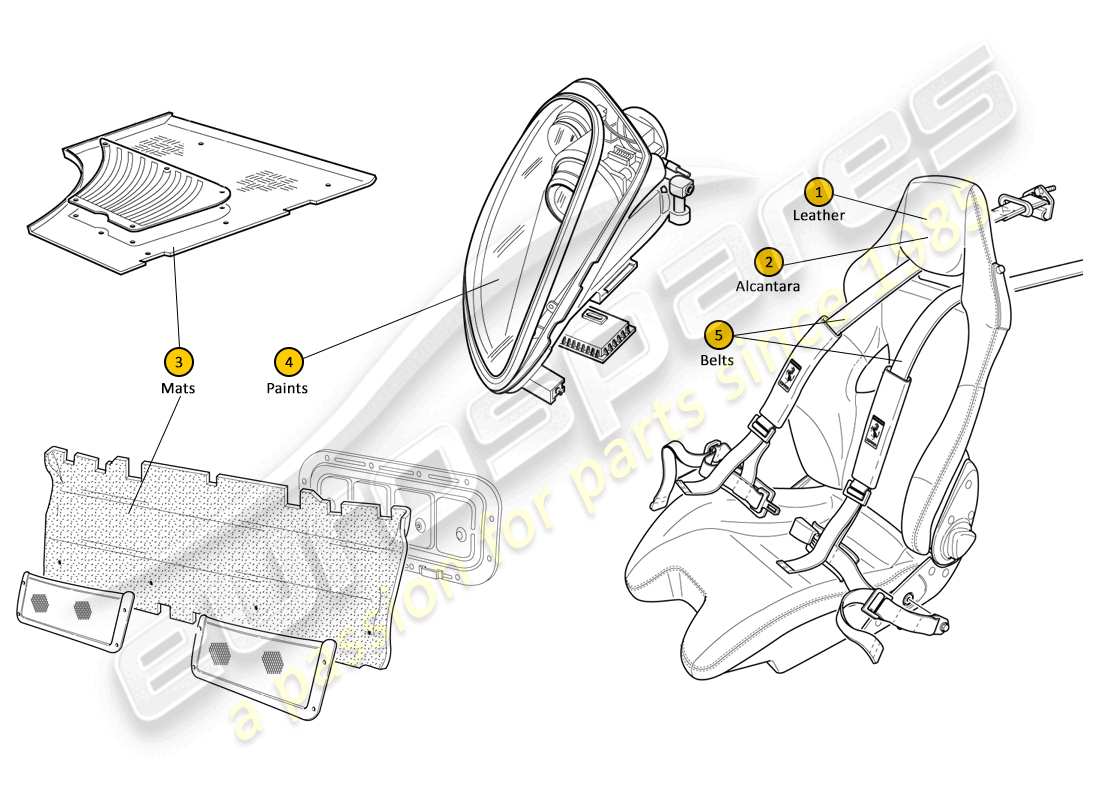 ferrari f430 scuderia (usa) colour codes part diagram