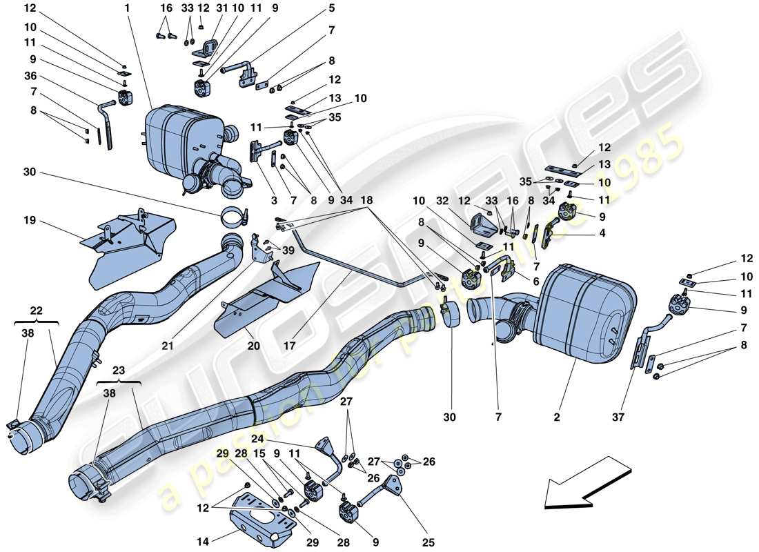 ferrari f12 berlinetta (rhd) silencers parts diagram