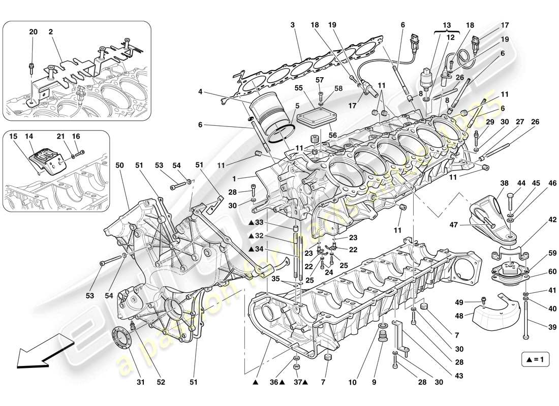 ferrari 599 sa aperta (rhd) crankcase parts diagram