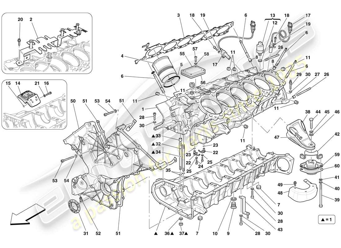 ferrari 599 sa aperta (rhd) crankcase part diagram