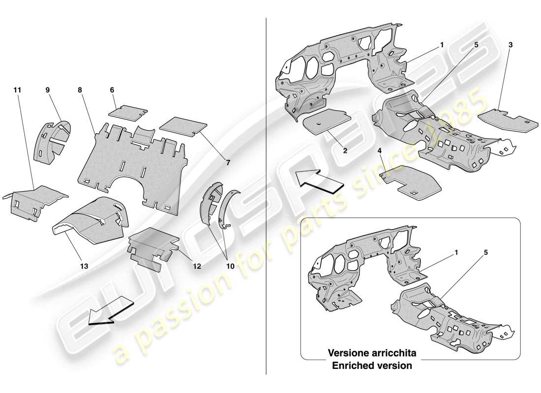 ferrari 612 sessanta (europe) passenger compartment insulation part diagram