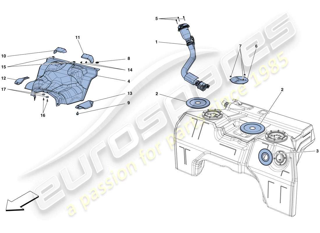 ferrari 812 superfast (europe) fuel tank and filler neck parts diagram