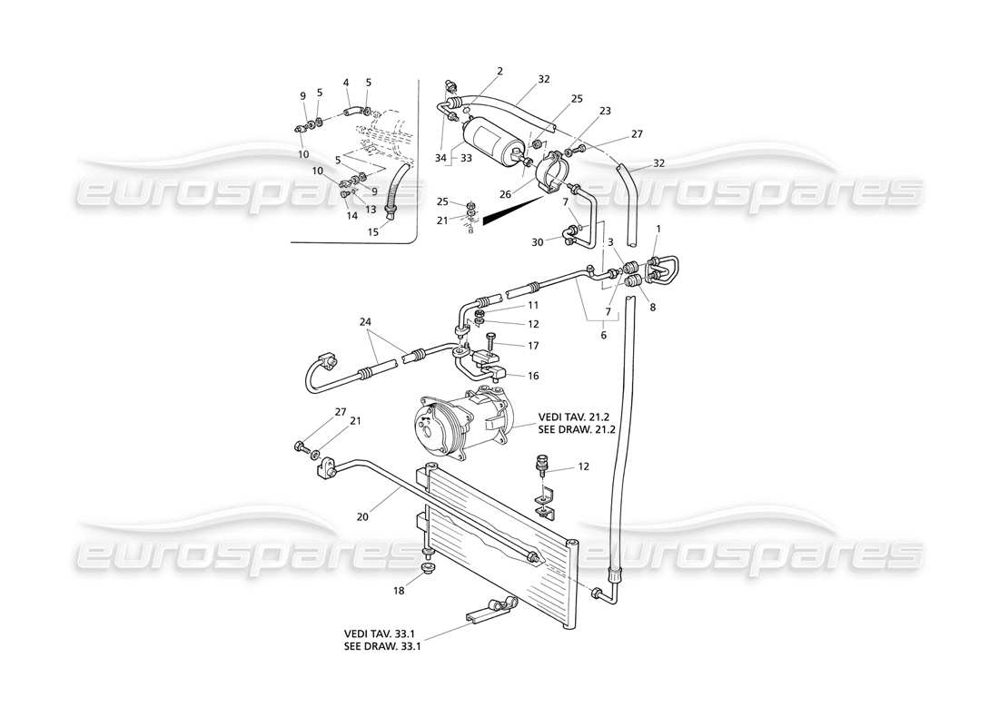 maserati qtp v8 evoluzione air conditioning system (rh drive) parts diagram