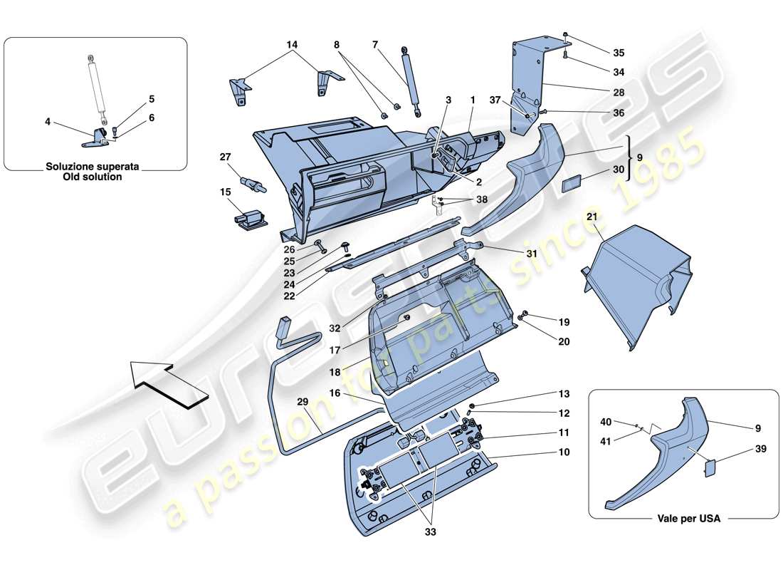 ferrari 458 italia (europe) glove compartment parts diagram