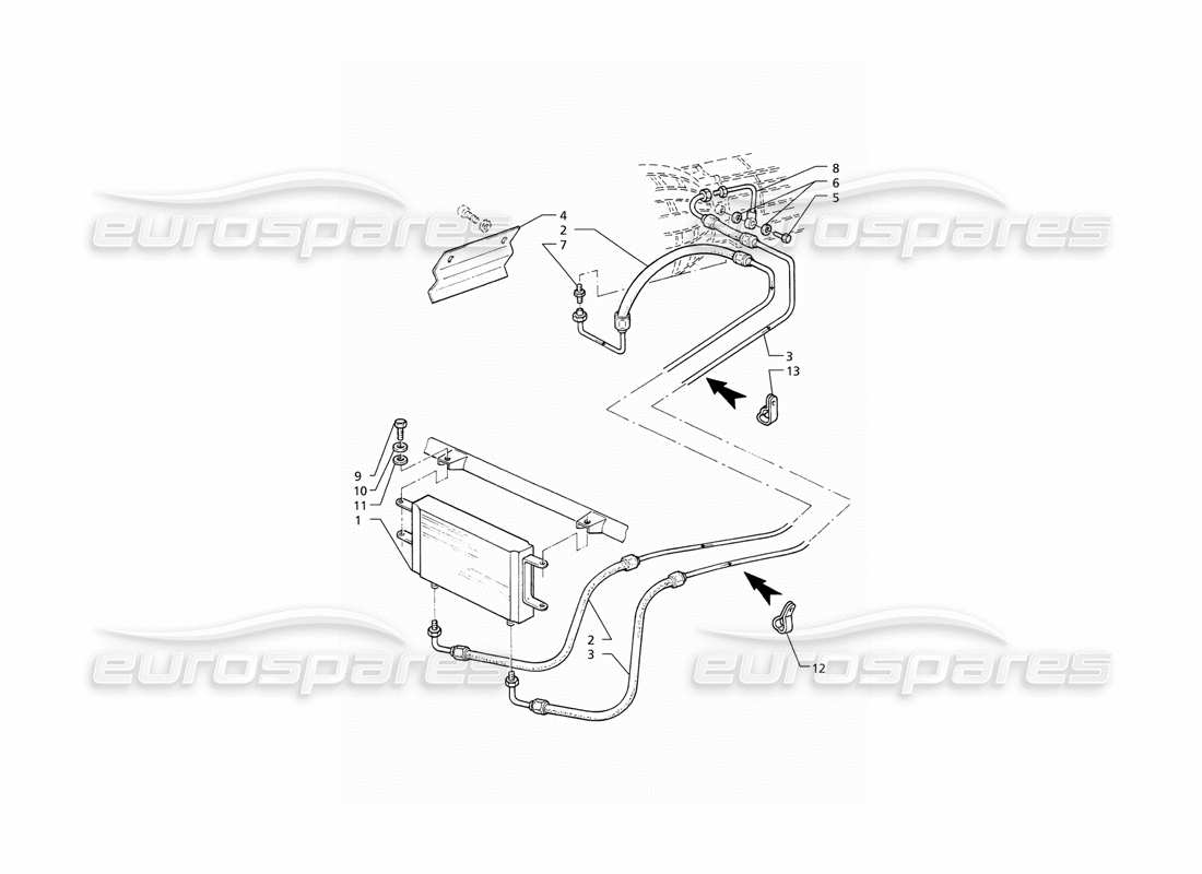 maserati qtp v6 (1996) automatic transmission (4hp) oil radiator parts diagram