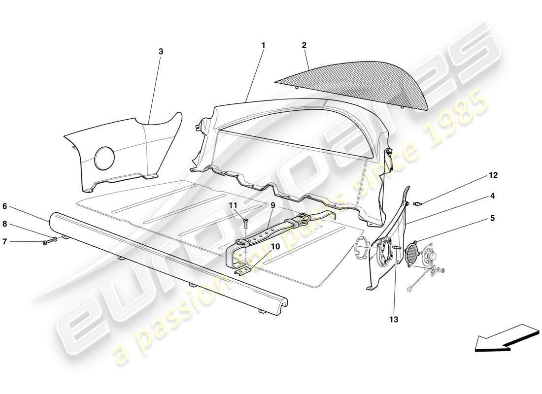ferrari 599 gtb fiorano (rhd) interior trim parts diagram