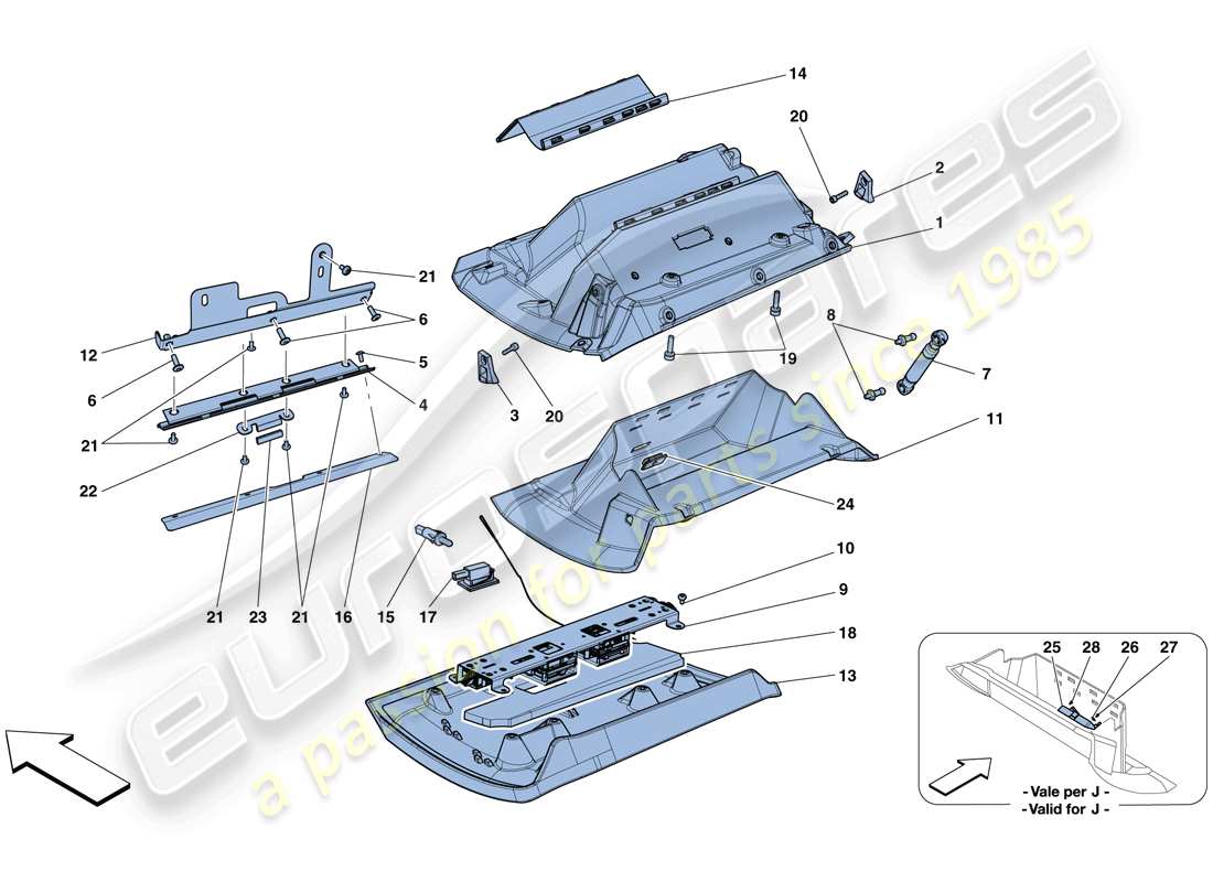 ferrari f12 berlinetta (europe) glove compartment part diagram