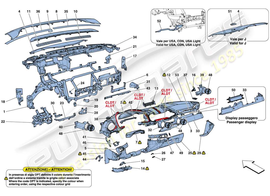 ferrari 812 superfast (europe) dashboard parts diagram