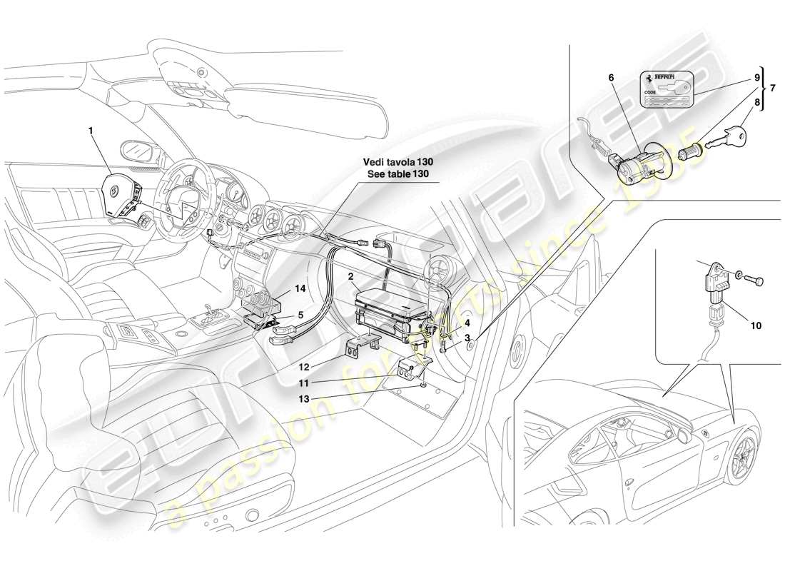 ferrari 612 scaglietti (usa) airbag part diagram