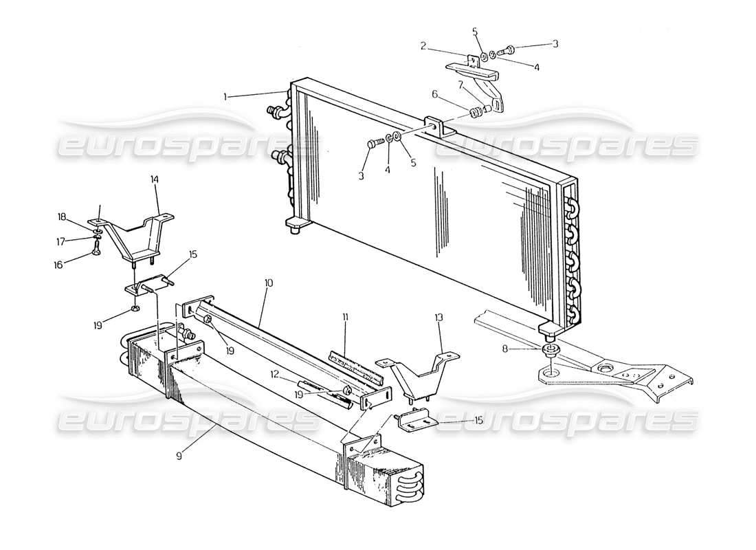 maserati karif 2.8 upper and lower condenser (pre modif.) parts diagram