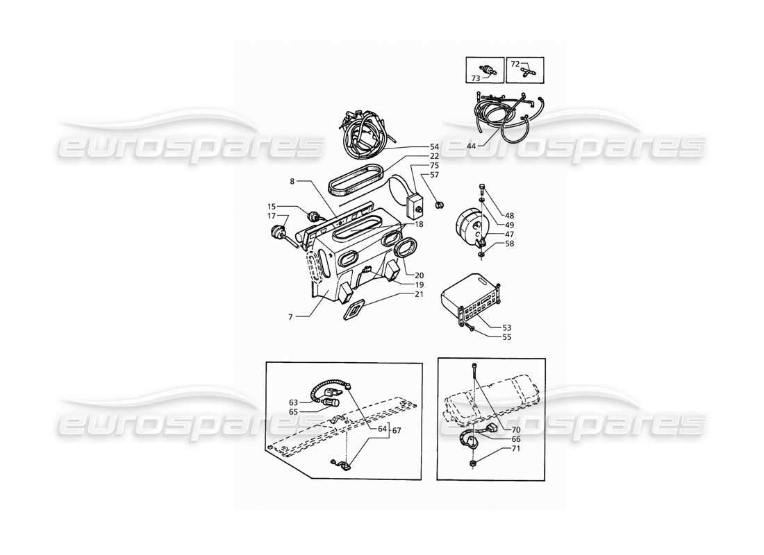 maserati qtp. 3.2 v8 (1999) automatic air conditioner assy (rh drive) parts diagram