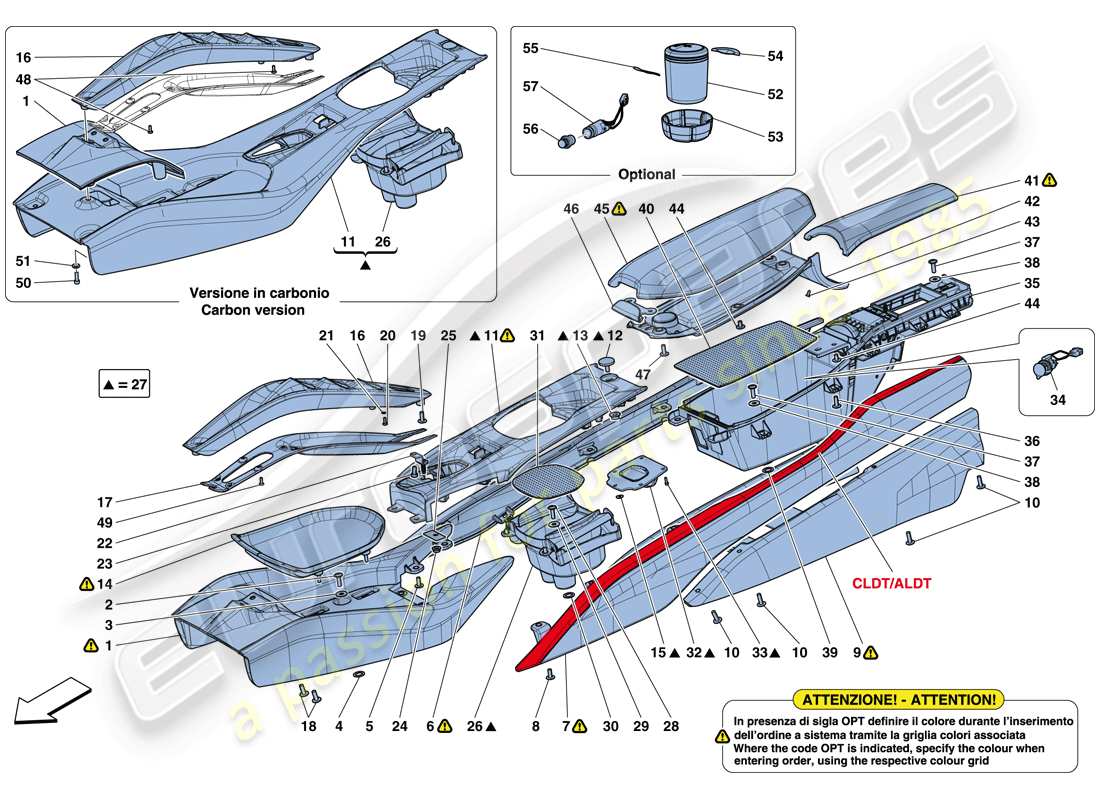 ferrari 812 superfast (usa) tunnel - substructure and accessories part diagram