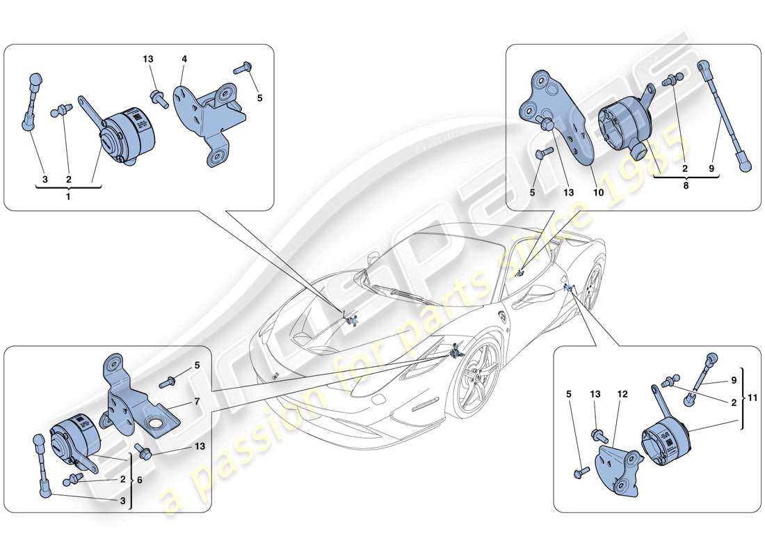ferrari 458 speciale (europe) electronic management (suspension) parts diagram
