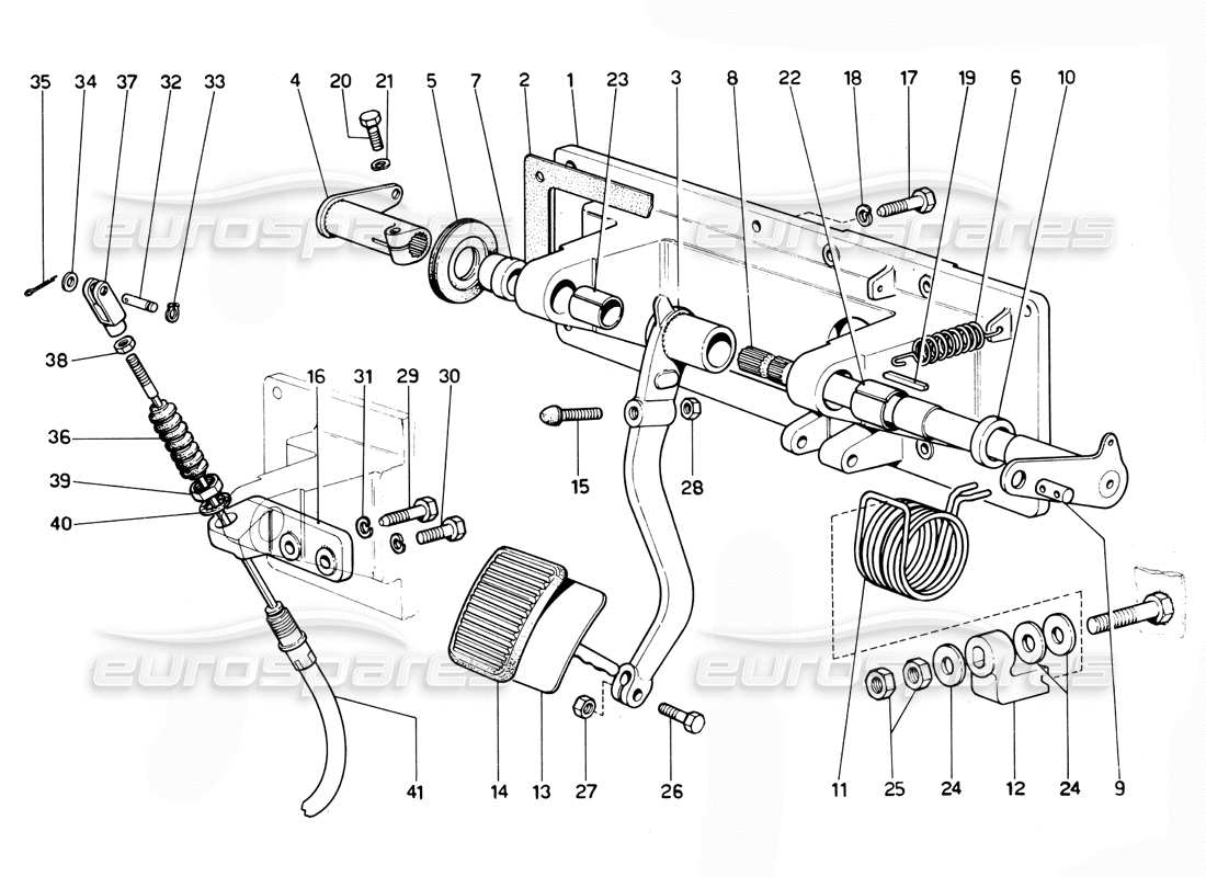 ferrari 365 gtc4 (mechanical) clutch pedal (rhd) - revision parts diagram