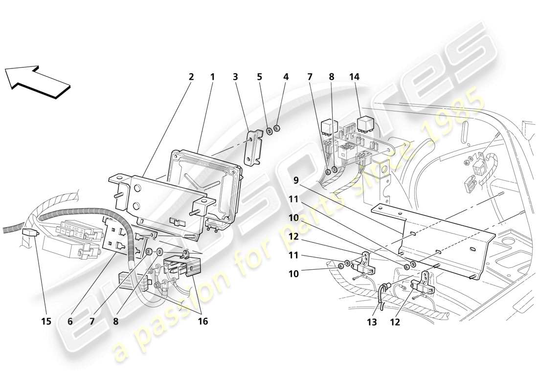 maserati trofeo trunk compartment control units parts diagram