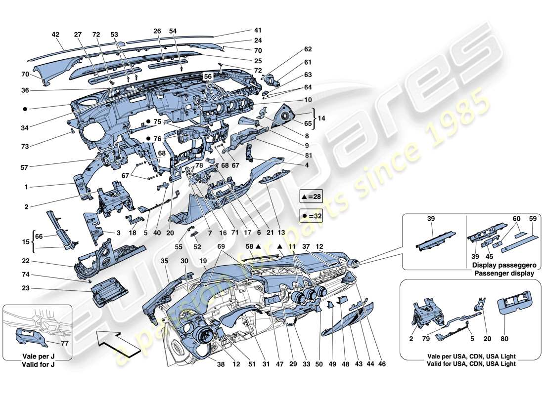 ferrari f12 tdf (usa) dashboard parts diagram