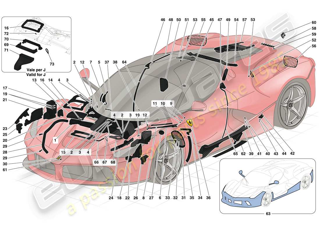 ferrari laferrari (usa) shields and trim part diagram