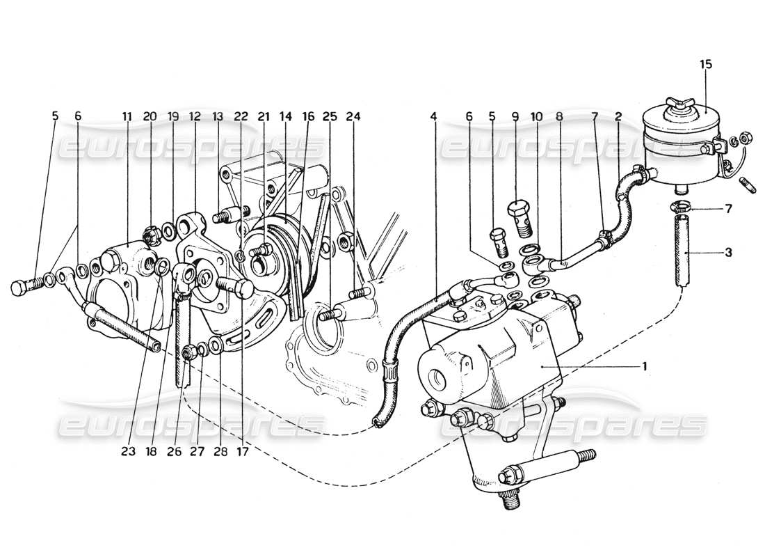 ferrari 365 gtc4 (mechanical) steering box & pump - revision part diagram