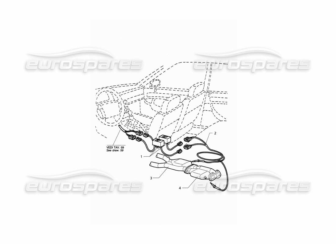maserati qtp. 3.2 v8 (1999) exhaust system (only japan) parts diagram