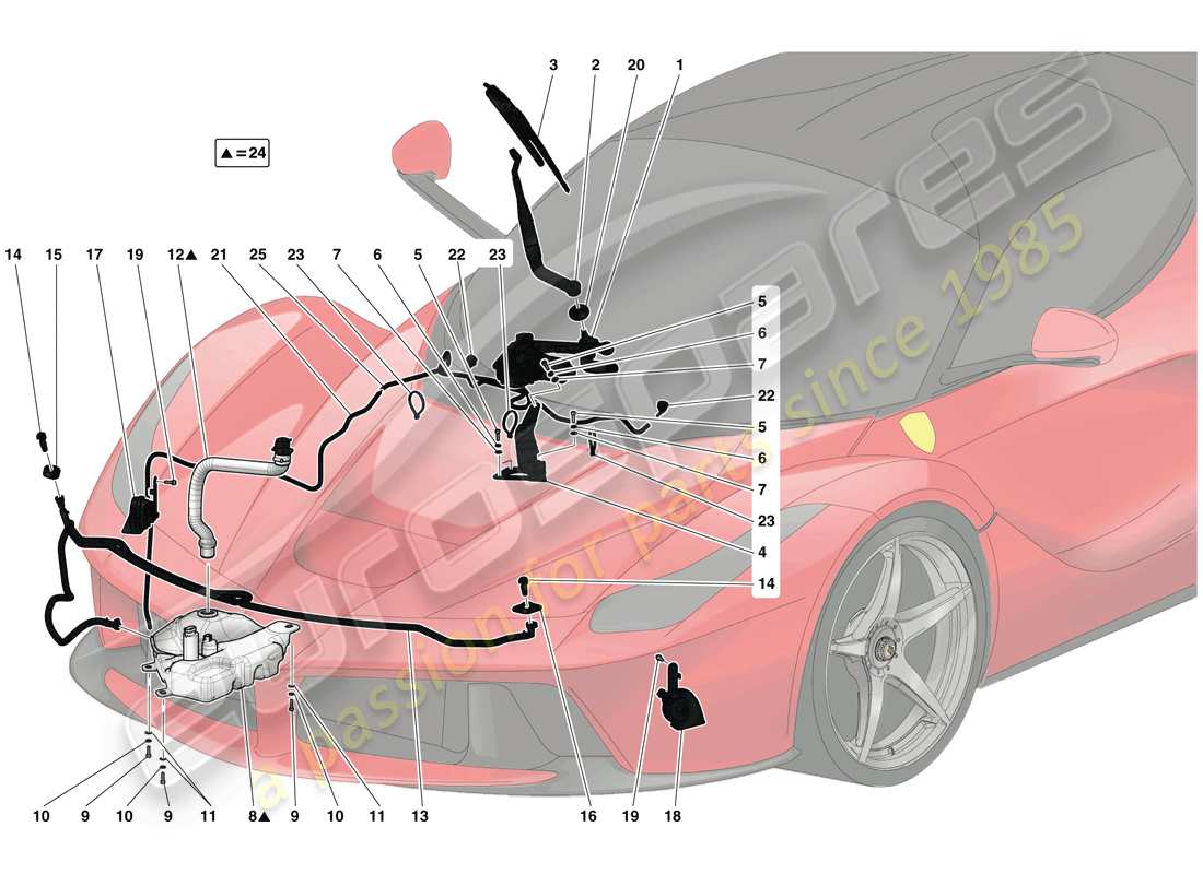 ferrari laferrari (usa) windscreen wiper, windscreen washer and horns parts diagram