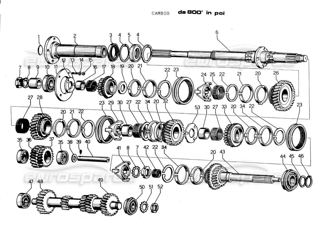 lamborghini espada gearbox (from 800) part diagram