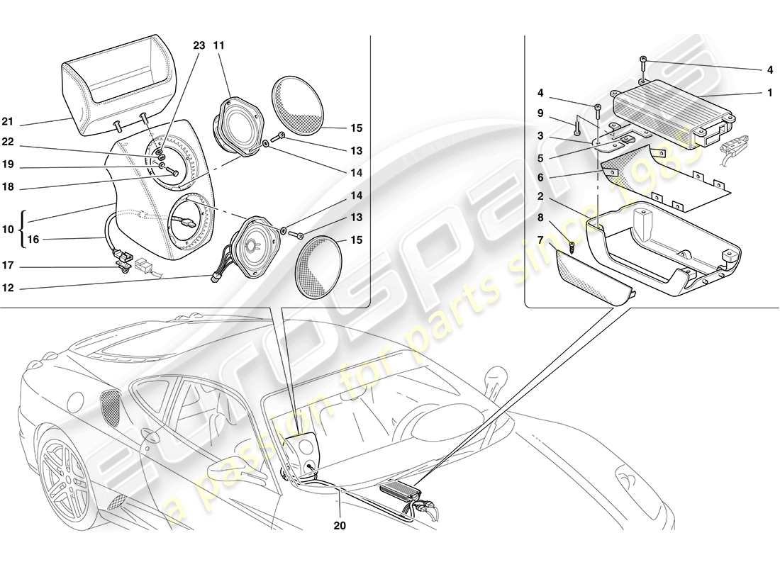 ferrari f430 coupe (europe) radio amplifier system parts diagram