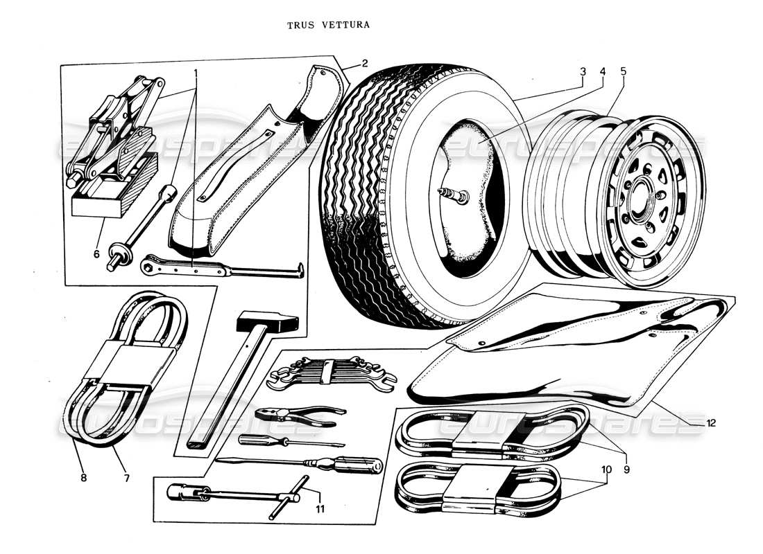 lamborghini espada tool kit part diagram