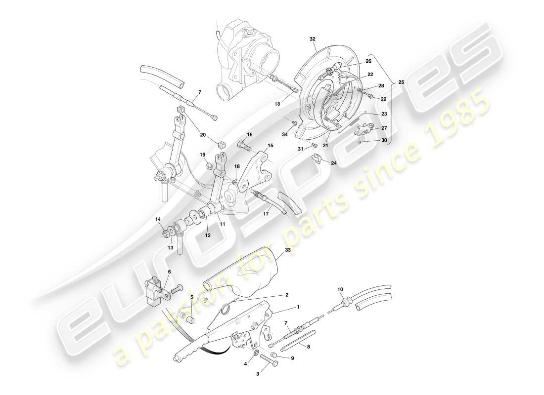 aston martin db7 vantage (2002) handbrake part diagram