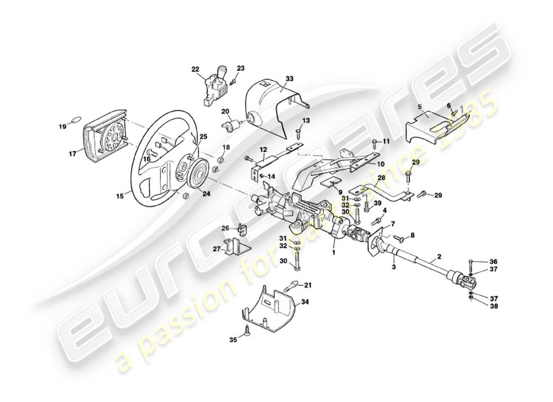 aston martin v8 coupe (1999) steering column parts diagram