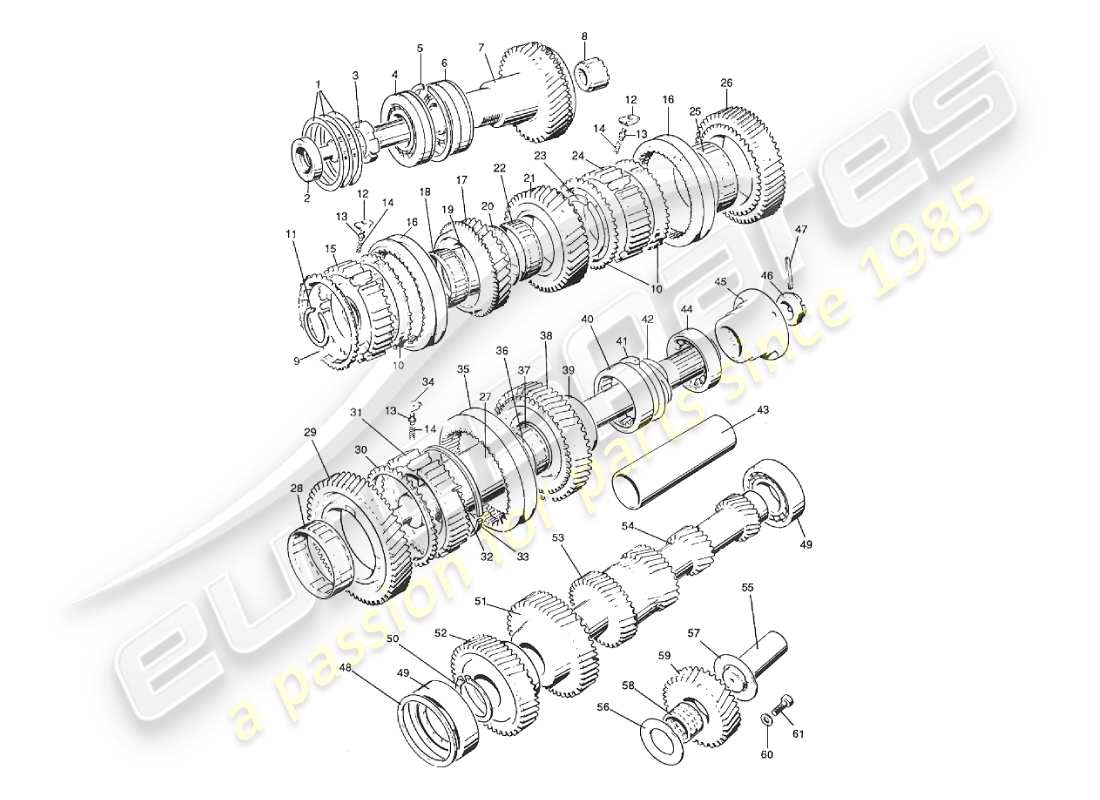 aston martin v8 virage (1999) manual gearbox, geartrain & propshaft part diagram