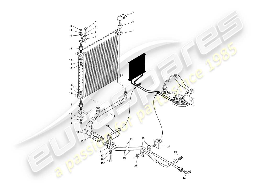 aston martin v8 coupe (1999) gearbox cooling parts diagram