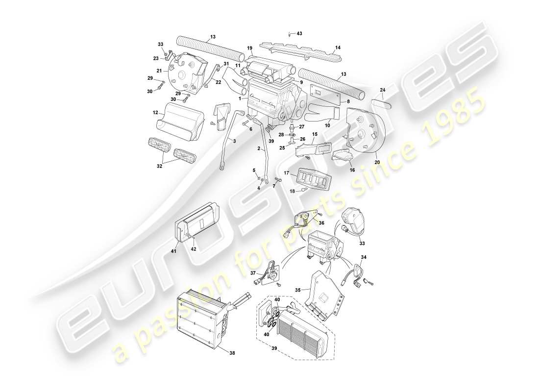 aston martin db7 vantage (2002) interior installation part diagram