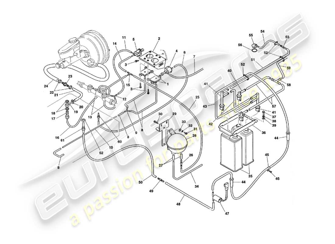 aston martin v8 coupe (1999) vacuum system parts diagram