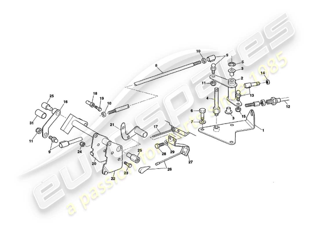 aston martin v8 volante (1998) throttle linkage & controls part diagram