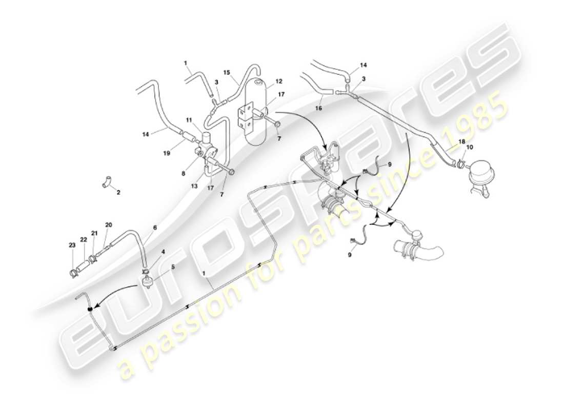 aston martin vanquish (2007) exhaust by-pass system part diagram