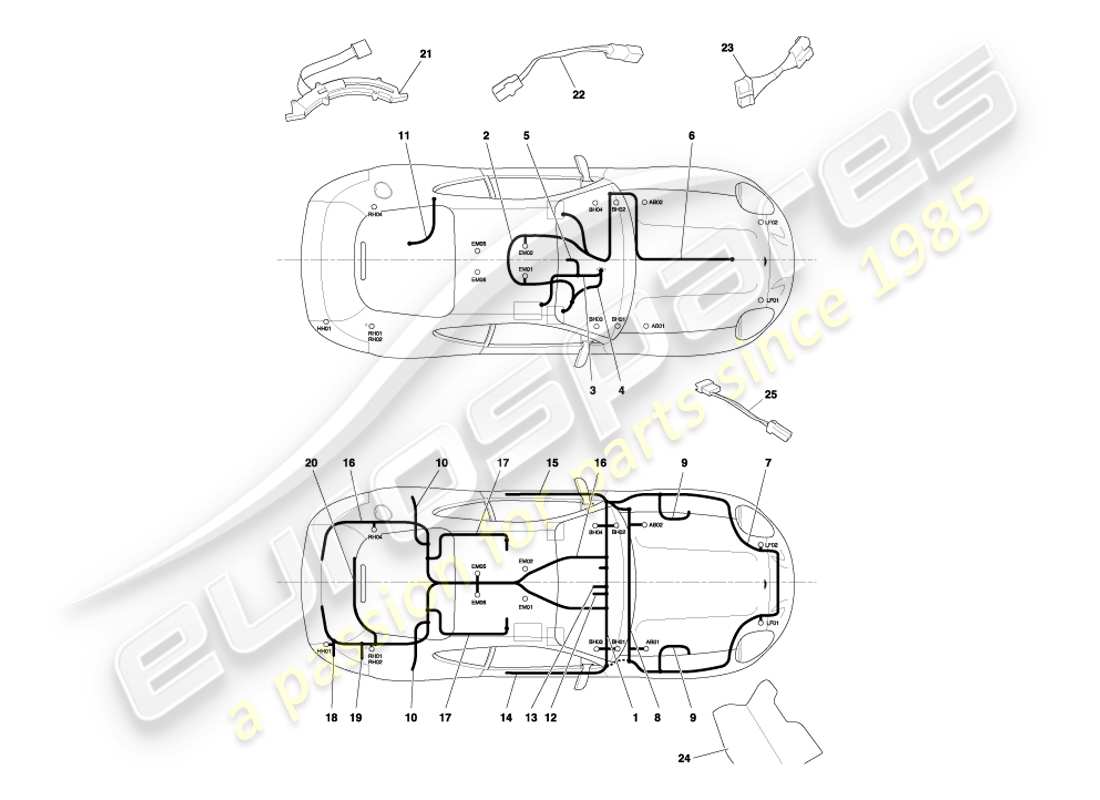 aston martin db7 vantage (2003) harnesses part diagram