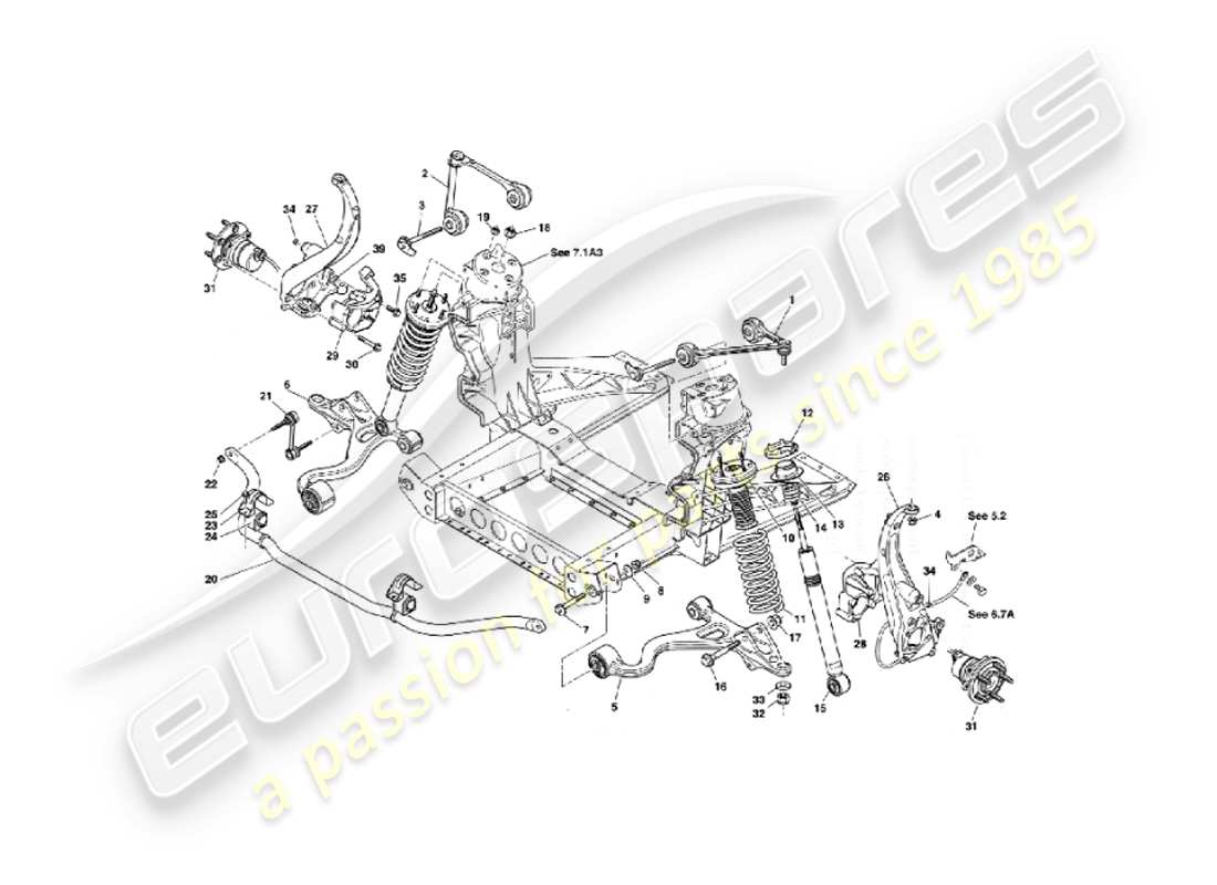 aston martin vanquish (2003) front suspension part diagram