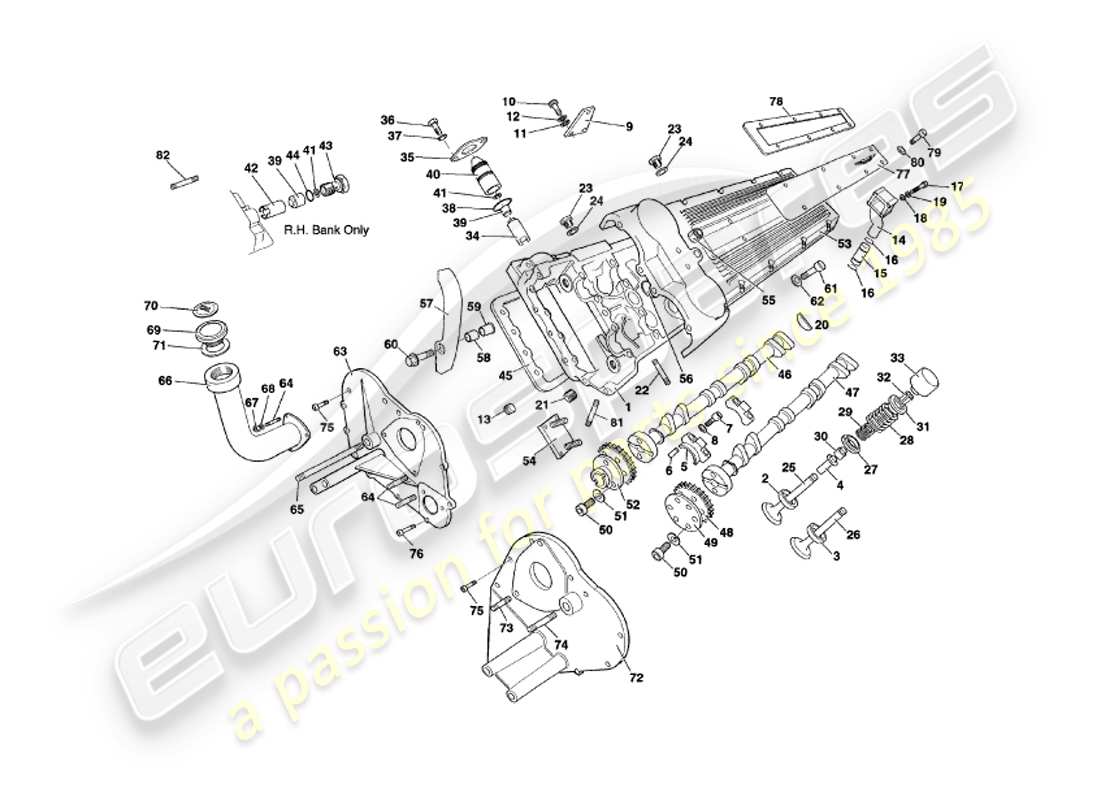 aston martin v8 volante (1997) cylinder heads part diagram