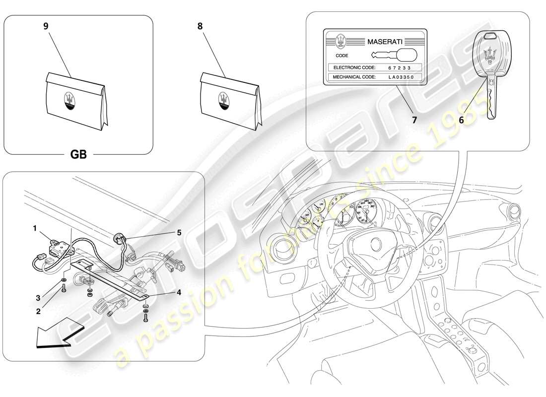 maserati mc12 immobilizer kit and satellite anti-theft parts diagram