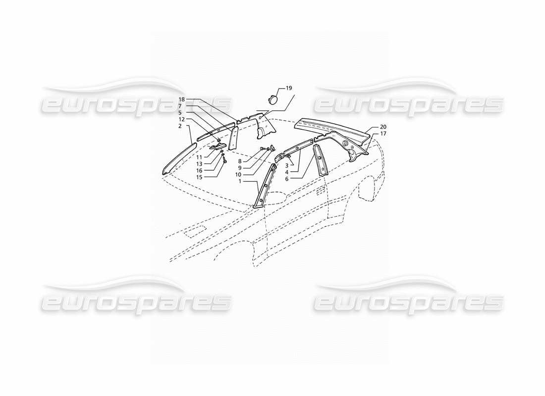 maserati ghibli 2.8 gt (variante) inner trims: pillars parts diagram