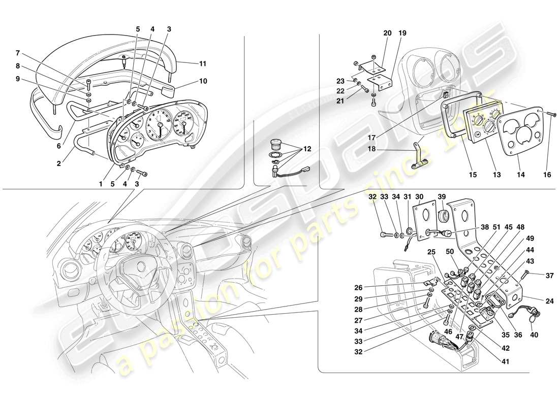maserati mc12 dashboard instruments parts diagram